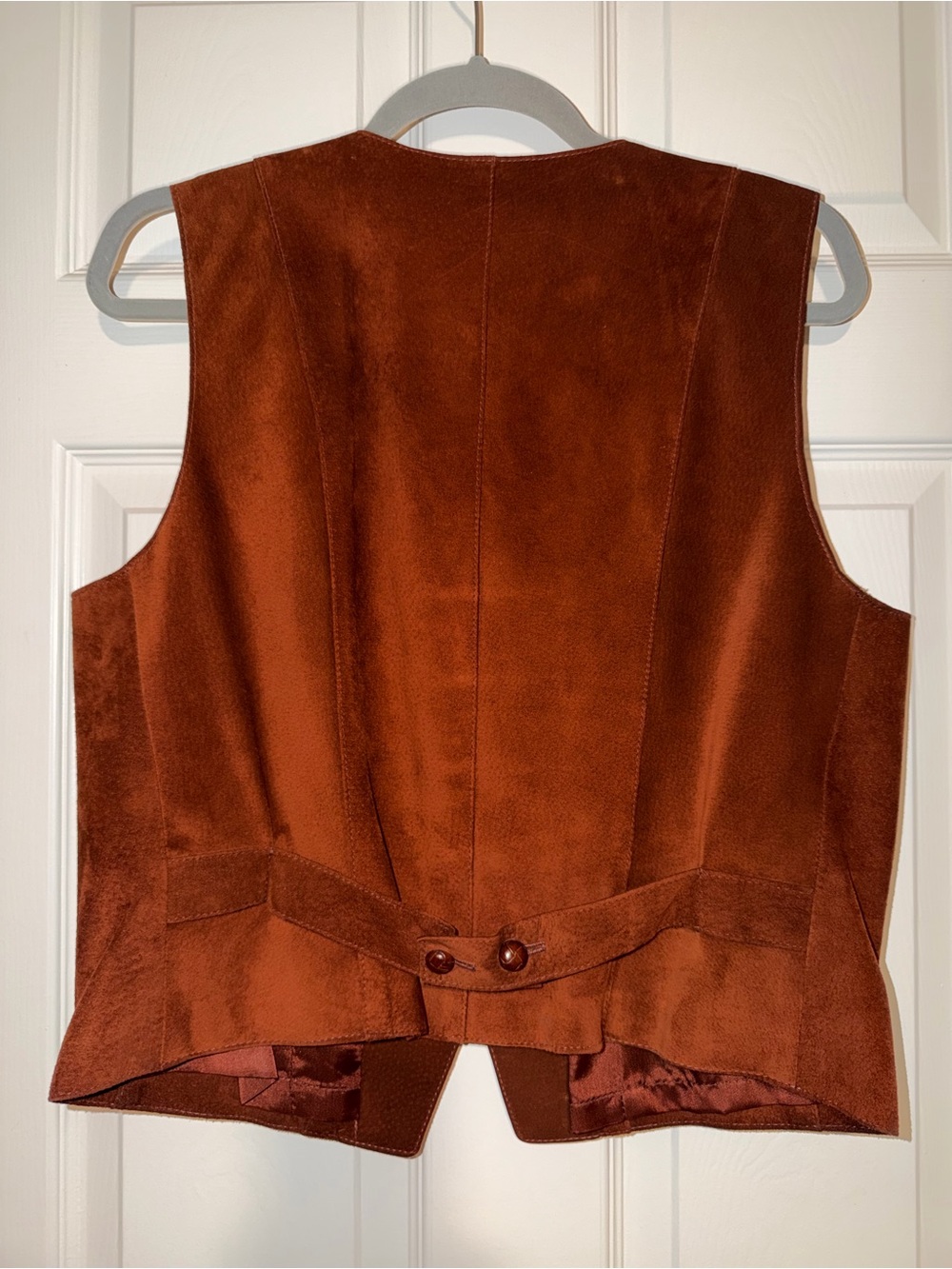 Vintage 90s Bushwacker USA Suede Leather Vest Brown Rust Western Boho Large - Picture 5 of 6